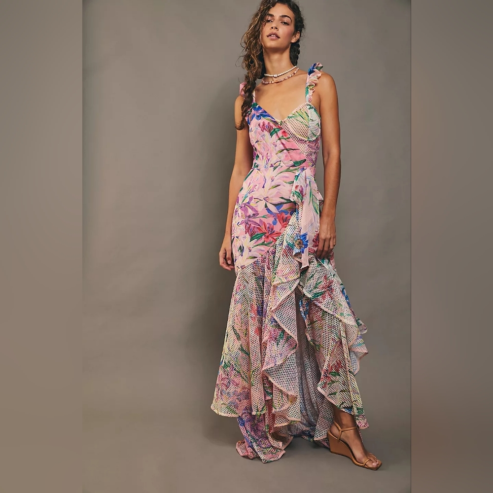 PatBO Iris Lace Bustier Maxi Dress